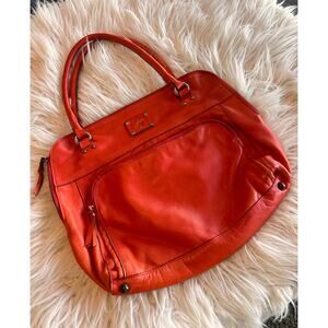 Velez Women's Leather Shoulder Handbag Classic Minimalist Teacher Orange